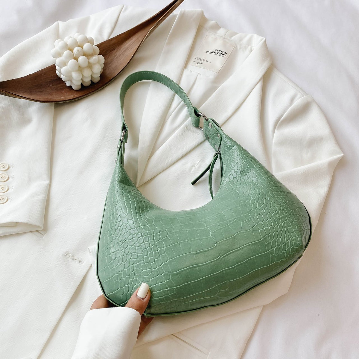 Scaled Crescent Mini Bag