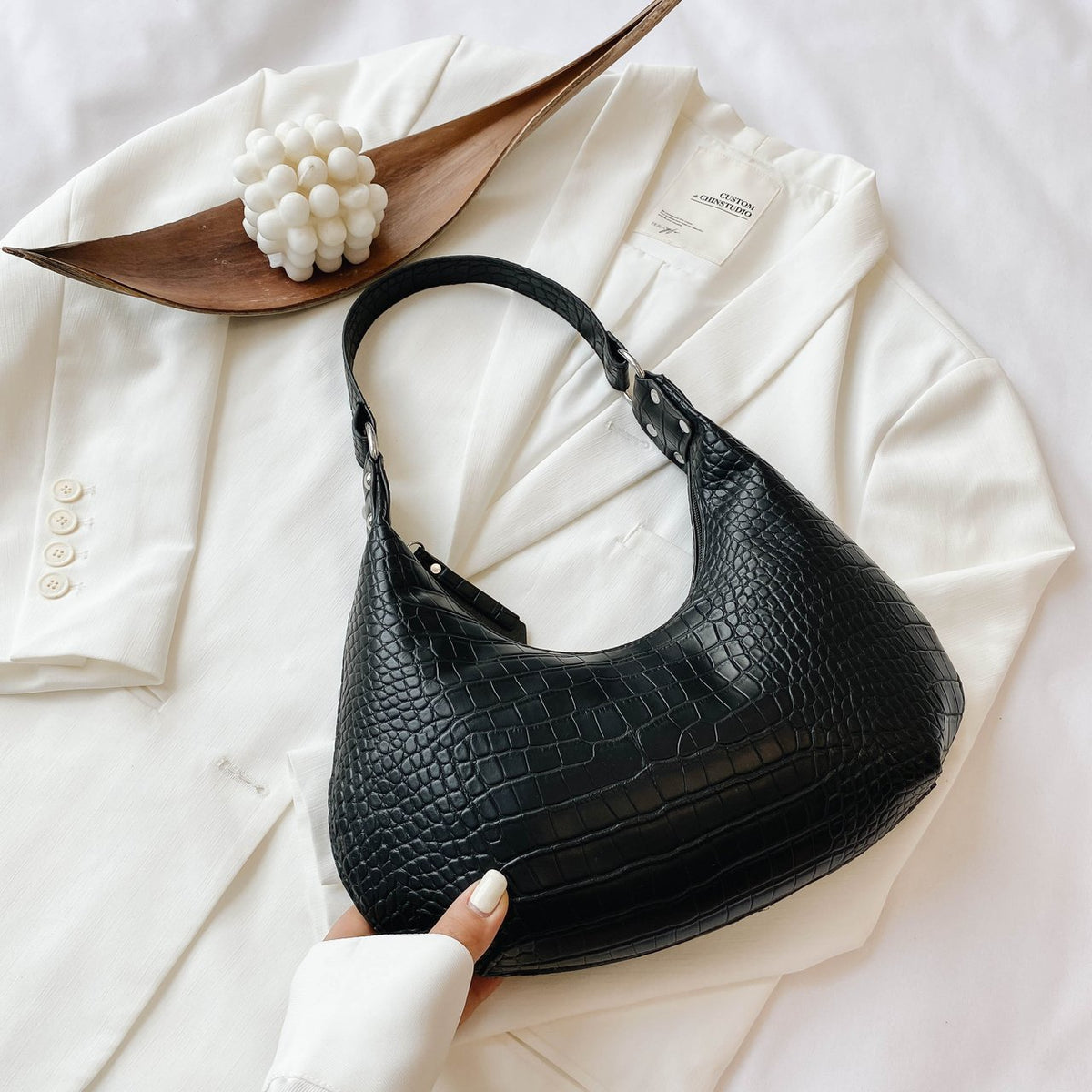 Scaled Crescent Mini Bag